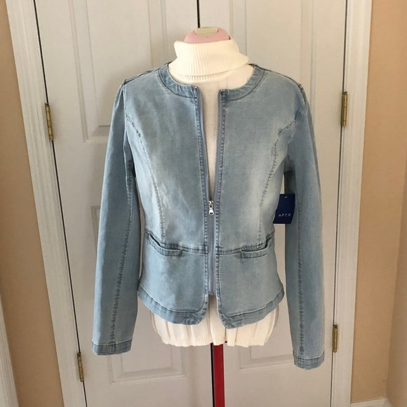 Apt. 9 Jackets & Blazers - New Denim Peplum Chambray Jacket, Apt 9